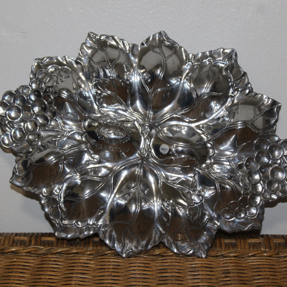 Arthur Court. Grape Pattern Metal Deviled Egg Tray Sand Casted in Aluminum.